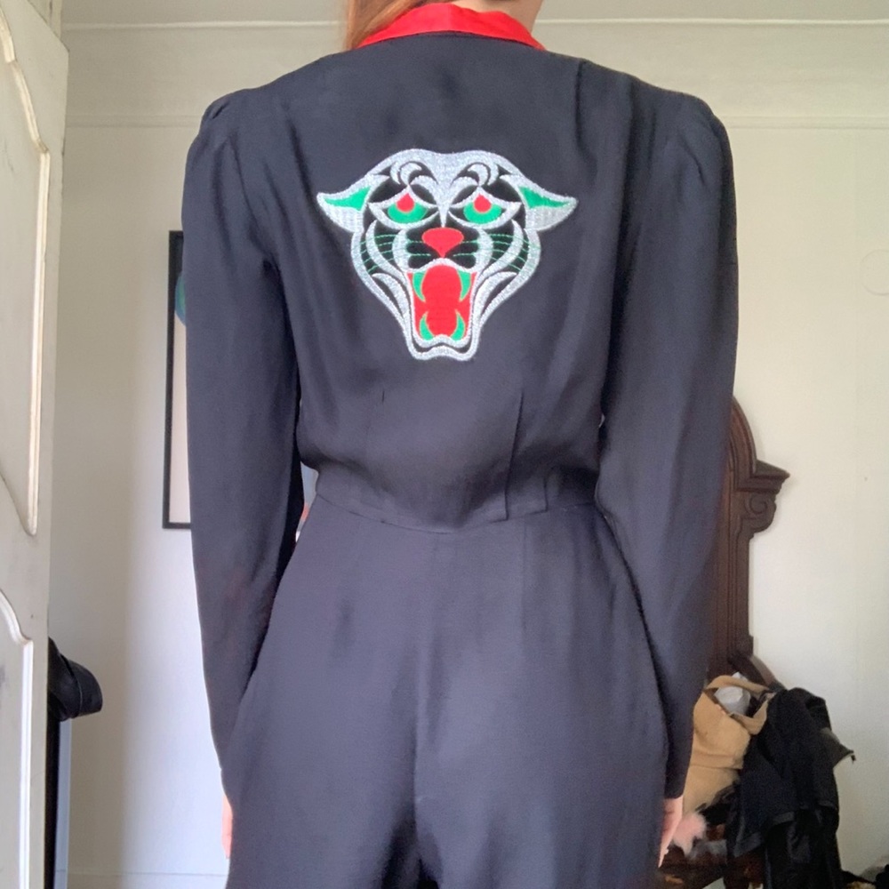 Vintage Henri Bendel silk GUCCI esque tiger jumpsuit - small